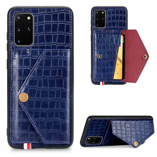 Samsung Galaxy S20 Plus - Praktiskt Stilrent Skal med Kortfack Blå