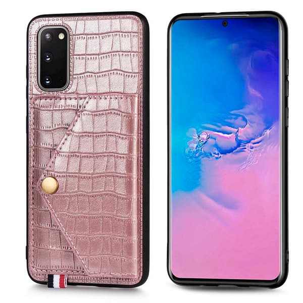 Samsung Galaxy S20 - Professionellt Skal med Kortfack Roséguld