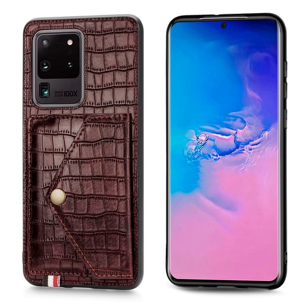 Effektfullt Skal med Korthållare - Samsung Galaxy S20 Ultra Brun