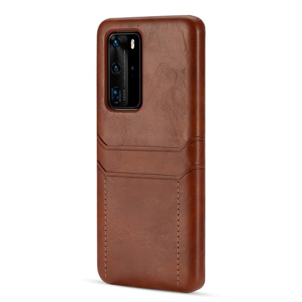 Skal med kortplatser till Huawei P40 Pro - Brun