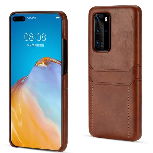 Skal med kortplatser till Huawei P40 Pro - Brun