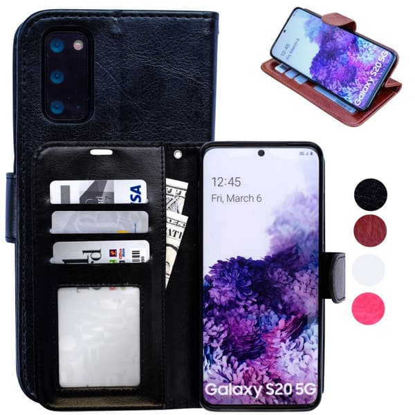 Smooth Leather Case for Samsung Galaxy S20 - Leather Case Black