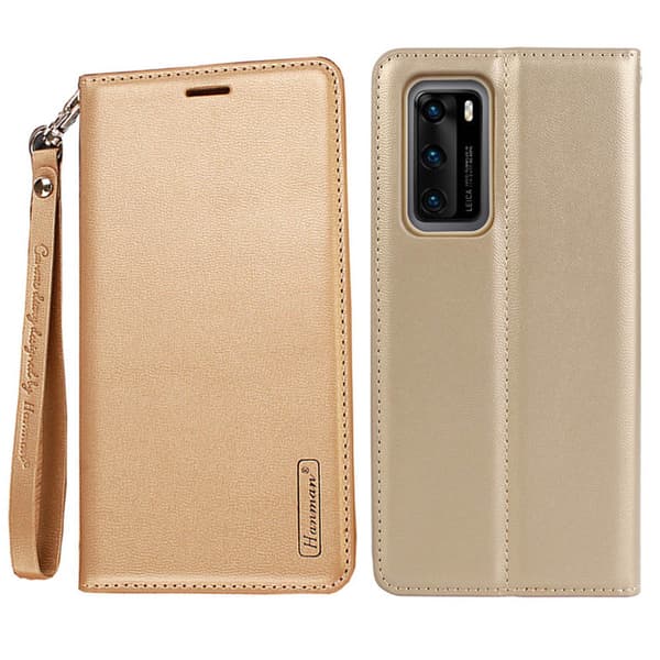 Huawei P40 - Genomtänkt (Hanman) Plånboksfodral Guld