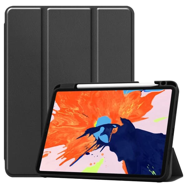 Til iPad 12.9" 2020/2018 Tri-fold Stand Smart Tablet Taske Cover - Sort