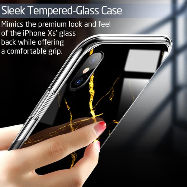 ESR Mimic Glas iPhone X/XS Guld & Svart