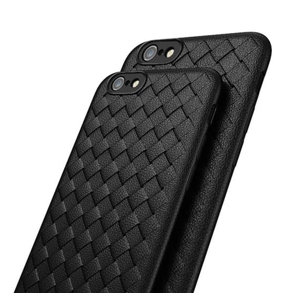 iPhone 7 Plus Mobilskal Flätat Svart Läder Skinn