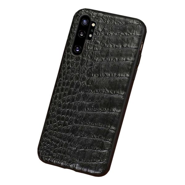Galaxy Note 10 Plus Mobilskal Svart Läder Skinn Krokodil Skal