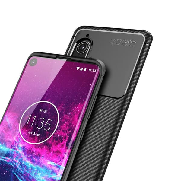 Carbon Fiber Anti-drop Soft TPU Case for Motorola Edge+ - Black