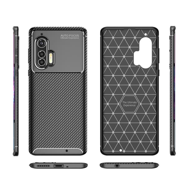Carbon Fiber Anti-drop Soft TPU Case for Motorola Edge+ - Black