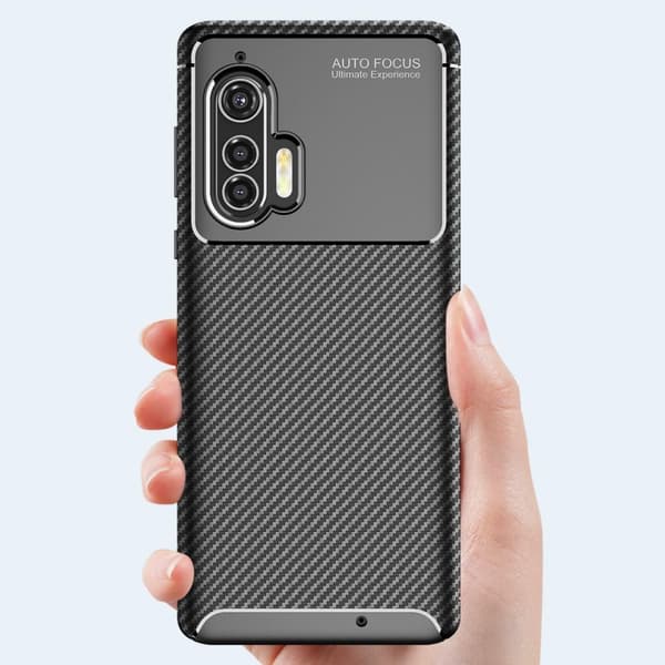 Carbon Fiber Anti-drop Soft TPU Case for Motorola Edge+ - Black