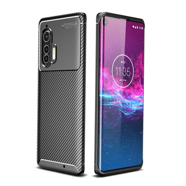 Carbon Fiber Anti-drop Soft TPU Case for Motorola Edge+ - Black