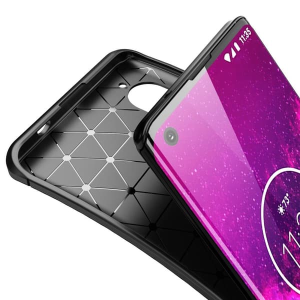 Carbon Fiber Anti-drop Soft TPU Case for Motorola Edge+ - Black