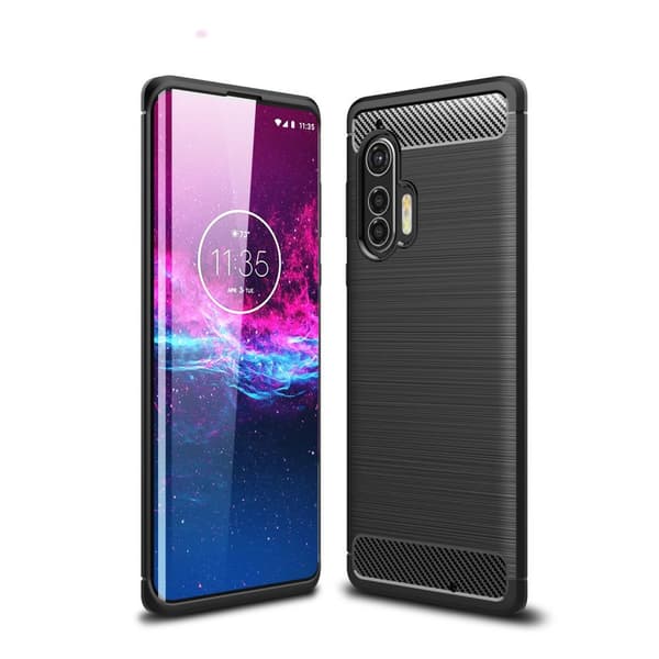 Carbon Fiber Anti-drop Soft TPU Case for Motorola Edge+ - Black