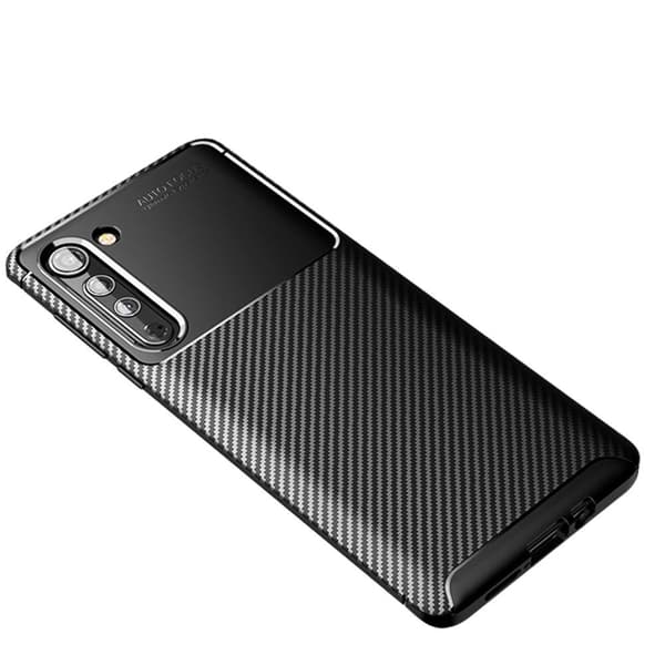 Carbon Fiber Anti-drop Soft TPU Case for Motorola Edge - Black