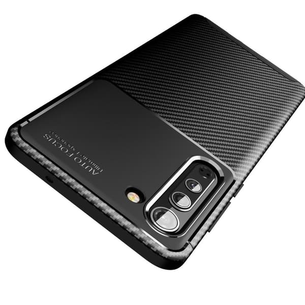 Carbon Fiber Anti-drop Soft TPU Case for Motorola Edge - Black