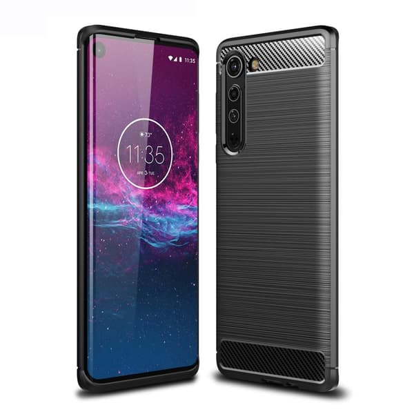 Carbon Fiber Anti-drop Soft TPU Case for Motorola Edge - Black