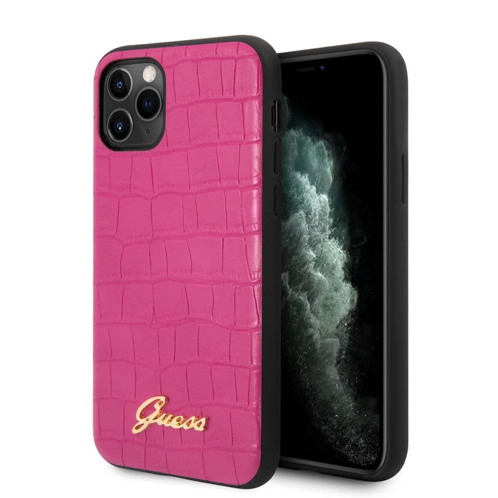 iPhone 11 Pro Max Suojakuori Croco Vaaleanpunainen