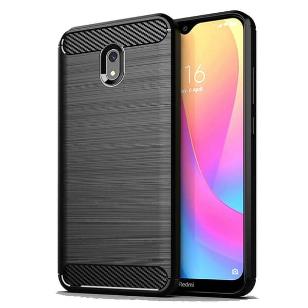 Xiaomi Redmi 8A - Flexibel Carbon Mjuk TPU Skal - Svart