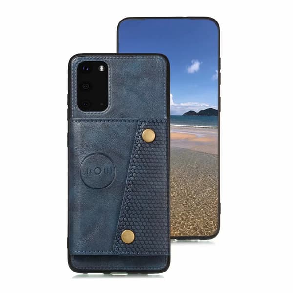 Kraftfullt Skal med Kortfack - Samsung Galaxy S20 Mörkblå Mörkblå