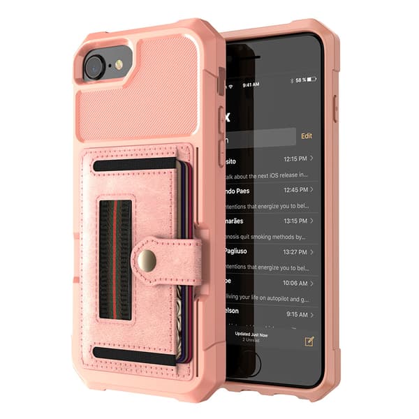 iPhone 6/6S - Effektfullt Elegant Skal med Kortfack Roséguld Roséguld