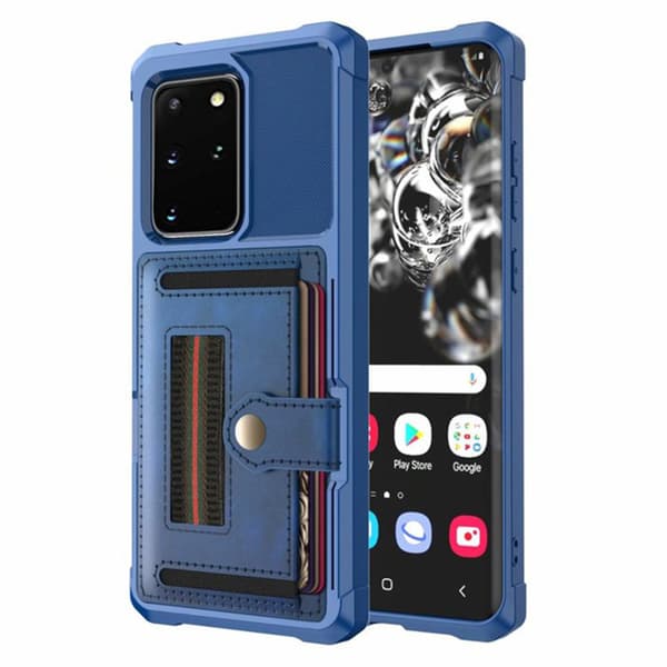 Samsung Galaxy S20 Plus - Elegant Skal med Korthållare Blå Blå