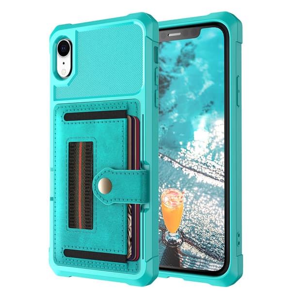Skal med Kortfack - iPhone XR Grön