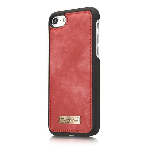 CASEME iPhone 8 / 7 / SE Retro Split läder plånboksfodral - Röd