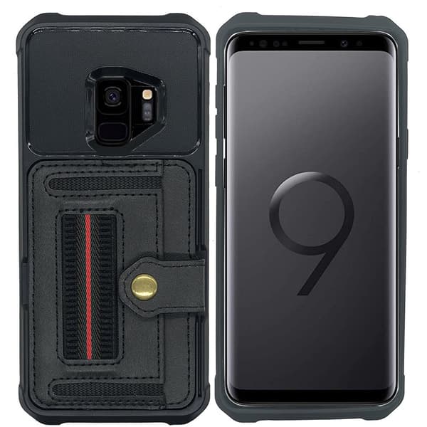 Elegant Skal med Kortfack - Samsung Galaxy S9 Svart