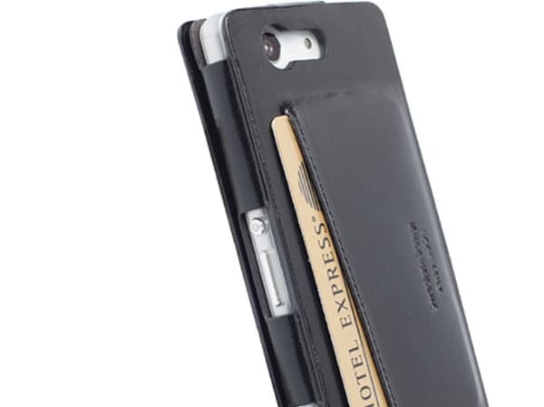 Krusell Kalmar WalletCase MfX - Lommebok for mobiltelefon - lær - svart - for Sony XPERIA Z3 Compact