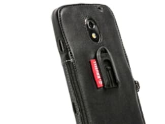 Krusell Classic - Eske for mobiltelefon - lær - grå, svart - for Samsung Galaxy Nexus