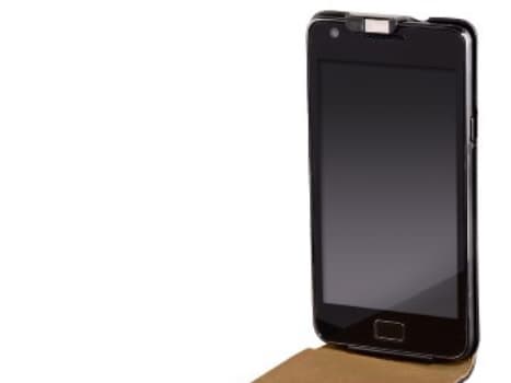 Mobilfodral Samsung Galaxy S2 Flip-Front svart läder