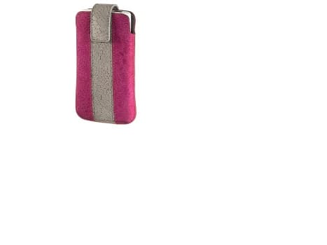 Hama Mobile Phone Sleeve "Chic Case", size M - Beskyttelsesmuffe for mobiltelefon - lær - rosa/grå - for BlackBerry Curve 8520; Motorola DEFY MB525;