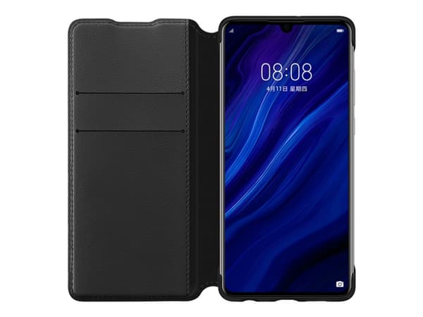 Huawei Wallet - Lommebok for mobiltelefon - fauxlær - svart - for Huawei P30