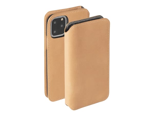 Krusell Sunne - Vikbart fodral för mobiltelefon - tyg, vintageläder - vintage naken - för Apple iPhone 11 Pro