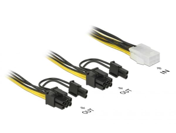 Delock - Strømkabel - 6-pins PCIe-strøm (hunn) til 8-pins PCIe-strøm (6+2) (hann) - 12 V - 15 cm - låst