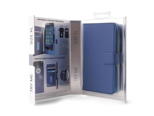 PURO UNIWALLET3BLUEXL, Folio-kotelo, Mikä tahansa tuotemerkki, 12,9 cm (5.1"), Sininen