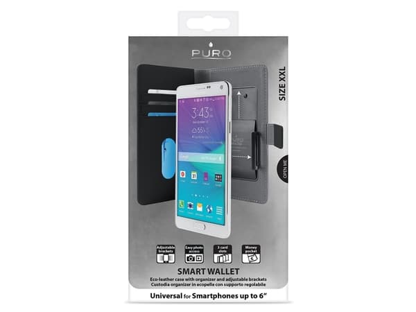 PURO Smart Wallet - Lommebok for mobiltelefon - økolær - svart
