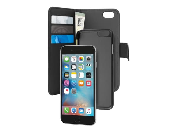 PURO Detachable - Back cover til mobiltelefon - læder mønster - sort - for Apple iPhone 7/8 SE (2020)
