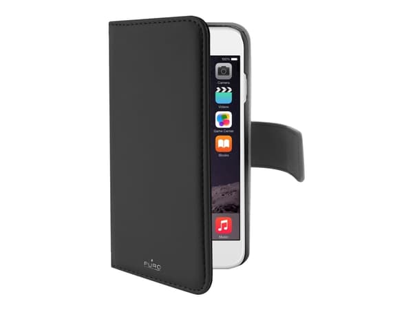 PURO Detachable - Back cover til mobiltelefon - læder mønster - sort - for Apple iPhone 7/8 SE (2020)
