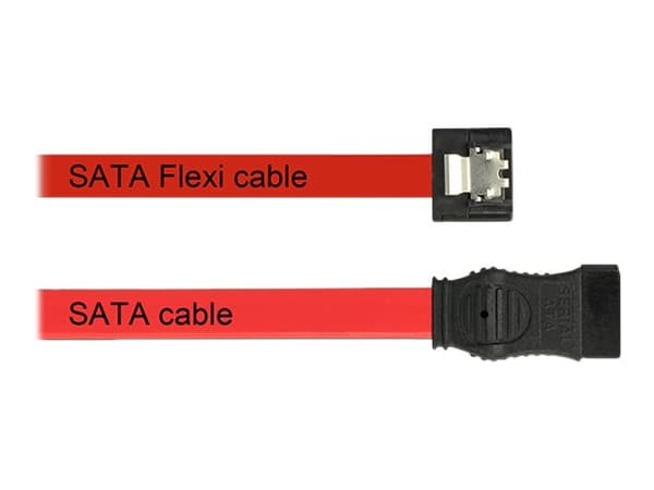 Delock FLEXI - SATA-kabel - Serial ATA 150/300/600 - SATA (hunn) til SATA (hunn) - 20 cm - låst - rød