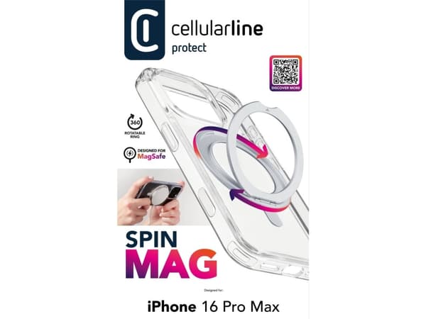 Cellularline SPIN MAG MagSafe Case - für Apple iPhone 16 Pro Max - Clear (60886)