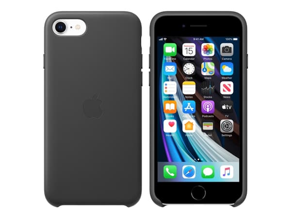 Apple - Baksidedeksel for mobiltelefon - lær - svart - for iPhone 7, 8, SE (2nd generation)