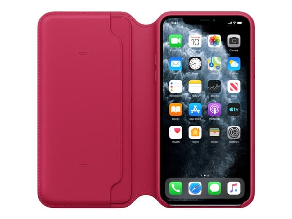 Apple Folio - Lommebok for mobiltelefon - lær - bringebær - for iPhone 11 Pro Max