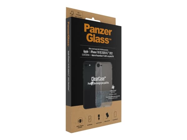 PanzerGlass ClearCase - Back cover til mobiltelefon - hærdet glas, termoplastisk polyuretan (TPU) - klar - for Apple iPhone 7/8
