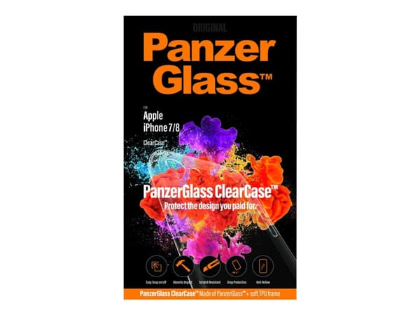 PanzerGlass ClearCase - Back cover til mobiltelefon - hærdet glas, termoplastisk polyuretan (TPU) - klar - for Apple iPhone 7/8