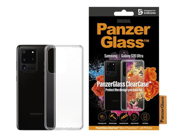 PanzerGlass ClearCase - Baksidedeksel for mobiltelefon - herdet glass, termoplast-polyuretan (TPU) - blank - for Samsung Galaxy S20 Ultra, S20 Ultra