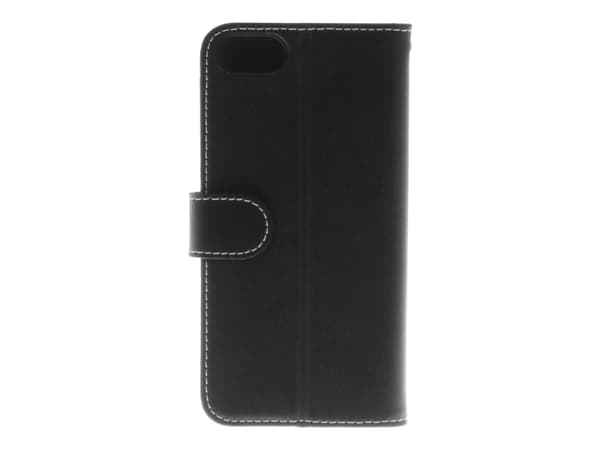 Insmat Exclusive Flip Case - Lommebok for mobiltelefon - ekte skinn - svart - for Apple iPhone 6, 6s, 8, SE (2nd generation)