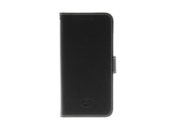 Insmat Exclusive Flip Case - Lommebok for mobiltelefon - ekte skinn - svart - for Apple iPhone 6, 6s, 8, SE (2nd generation)