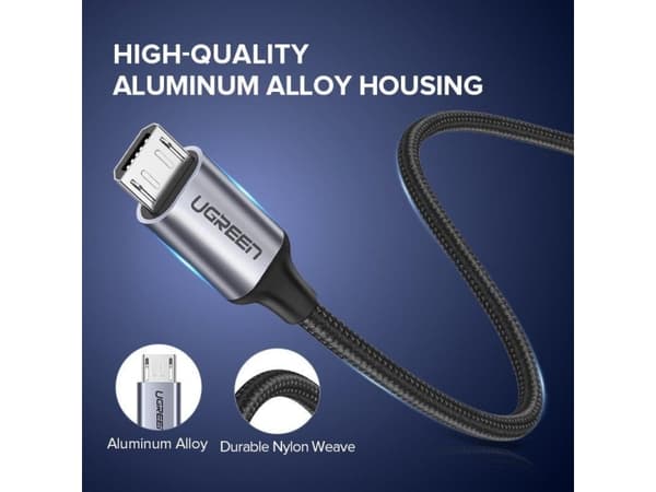 Kabel USB til Micro USB UGREEN QC 3.0 2.4A 1.5m (biły)