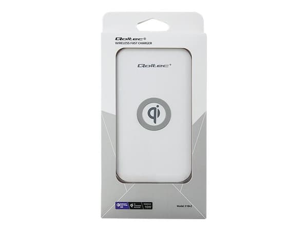 Qoltec - Trådløs ladepute - 10 watt - 1.2 A - QC 3.0 - hvit